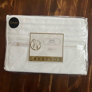 Superior Egyptian Cotton Queen Sheet Set. 1000 Thread Count, NWT!